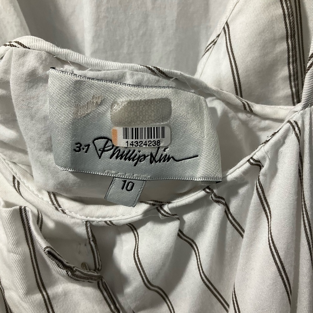 3.1 Phillip Lim Striped Tent Dress size 10 white with light brown strips D130 - Picture 14 of 14